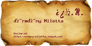 Örmény Miletta névjegykártya